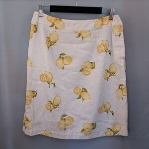 ✨ Preppy Lemon Print Cream Skirt